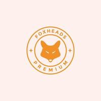 testa semplice fox badge arancione logo design grafico vettoriale simbolo icona illustrazione idea creativa