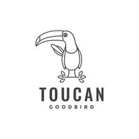 linea tucano uccello con ramo albero logo design vettore grafico simbolo icona illustrazione idea creativa