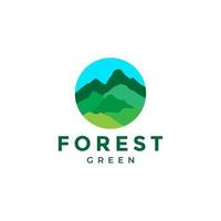 cerchio colorato collina alberi forestali logo design grafico vettoriale simbolo icona illustrazione idea creativa