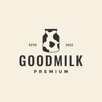 bottiglia con latte di vacca logo design vettore grafico simbolo icona illustrazione idea creativa