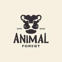 testa vintage re foresta tigre logo design grafico vettoriale simbolo icona illustrazione idea creativa