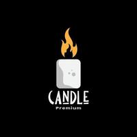 candela bianca con fuoco nel logo scuro disegno vettoriale simbolo grafico icona illustrazione idea creativa