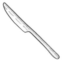 coltello utensili da cucina solated doodle schizzo disegnato a mano con stile contorno vettore