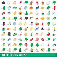 100 icone di Londra impostate, stile 3d isometrico
