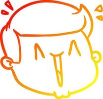 caldo gradiente linea disegno felice cartone animato volto maschile vettore