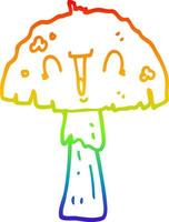 fungo del fumetto di disegno a tratteggio sfumato arcobaleno vettore