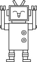 robot dei cartoni animati di disegno a tratteggio vettore