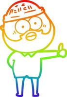 arcobaleno gradiente linea disegno cartone animato uomo barbuto che dà i pollici in su segno vettore