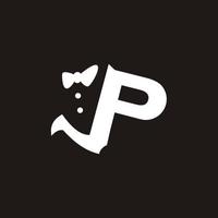 smoking moderno papillon logo design simbolo vettore lettera p