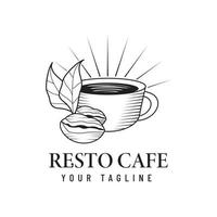 modello di progettazione logo ristorante caffetteria. emblema del caffè retrò. arte vettoriale. vettore