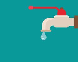 salvare il concetto di acqua. rubinetto dell'acqua con goccia. stile vettoriale cartone animato per il tuo design.