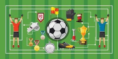 banner di gioco di calcio orizzontale, stile cartone animato vettore