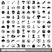100 icone di tensione impostate, stile semplice vettore