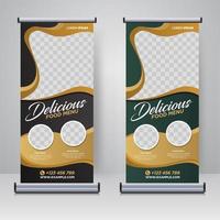 cibo e ristorante roll up banner modello di progettazione vettore