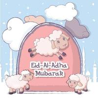 banner festival musulmano eid-ul-adha, stile cartone animato vettore
