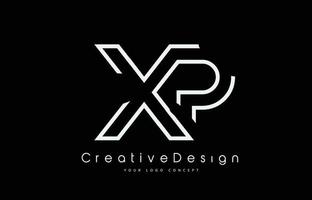 xp xp lettera logo design nei colori bianco. vettore