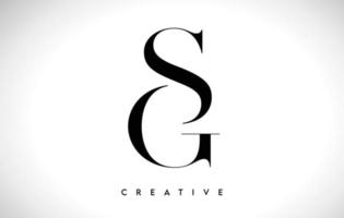 gs lettera artistica logo design con font serif in colori bianco e nero illustrazione vettoriale