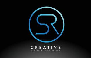 neon blu sr lettere logo design sottile. concetto di lettera pulita semplice creativa. vettore