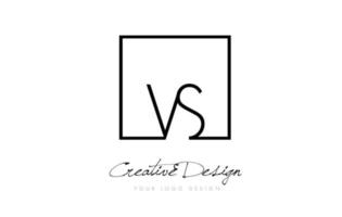 vs design del logo con lettera cornice quadrata con colori bianco e nero. vettore