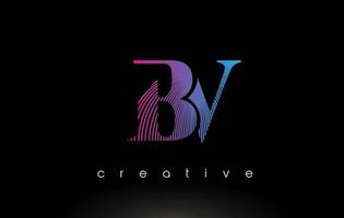 design del logo bv con più linee e colori blu viola. vettore