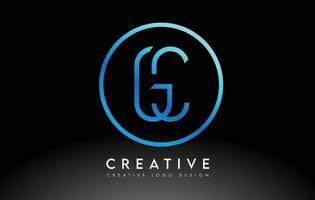 neon blu gc lettere logo design sottile. concetto di lettera pulita semplice creativa. vettore