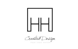 hh design del logo con lettera cornice quadrata con colori bianco e nero. vettore