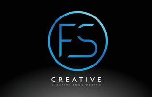 neon blu lettere fs logo design sottile. concetto di lettera pulita semplice creativa. vettore