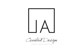 ia logo design lettera cornice quadrata con colori bianco e nero. vettore