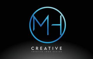 neon blu lettere mh logo design sottile. concetto di lettera pulita semplice creativa. vettore