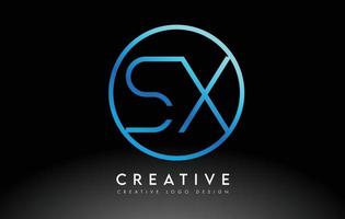 neon blu sx lettere logo design sottile. concetto di lettera pulita semplice creativa. vettore