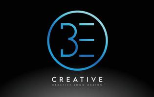 neon blu essere lettere logo design sottile. concetto di lettera pulita semplice creativa. vettore