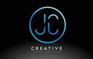 neon blu lettere jc logo design sottile. concetto di lettera pulita semplice creativa. vettore