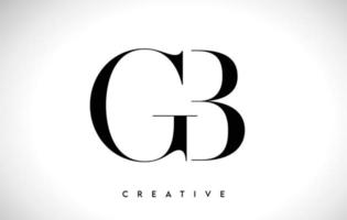 gb lettera artistica logo design con font serif in colori bianco e nero illustrazione vettoriale