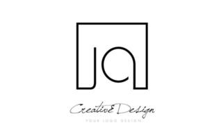 jo design del logo della lettera cornice quadrata con colori bianco e nero. vettore