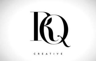 rq lettera artistica logo design con font serif in colori bianco e nero illustrazione vettoriale