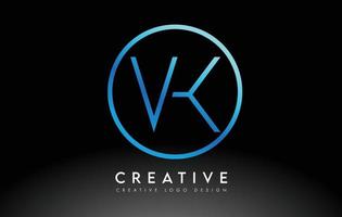 neon blu vk lettere logo design sottile. concetto di lettera pulita semplice creativa. vettore