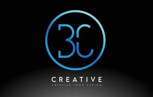 neon blu bc lettere logo design sottile. concetto di lettera pulita semplice creativa. vettore