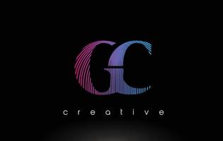 design del logo gc con più linee e colori blu viola. vettore