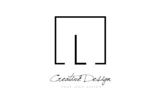 l design del logo della lettera con cornice quadrata con colori bianco e nero. vettore