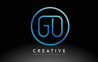 neon blu go lettere logo design sottile. concetto di lettera pulita semplice creativa. vettore