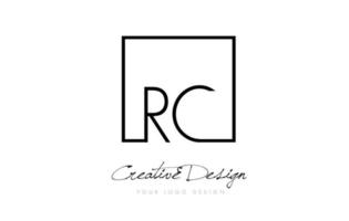 design del logo della lettera con cornice quadrata rc con colori bianco e nero. vettore