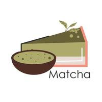 tè verde matcha. cultura del tè giapponese. matcha latte è una bevanda salutare.logo per il tè matcha. illustrazione di moda a colori vettoriale disegnata a mano.