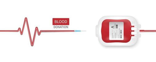 concetto di donazione di sangue, sacca di sangue isolato su sfondo bianco, illustrazione vettoriale