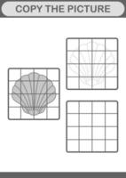copia l'immagine con la conchiglia. foglio di lavoro per bambini vettore
