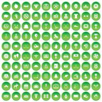 100 icone di hockey hanno impostato il cerchio verde vettore