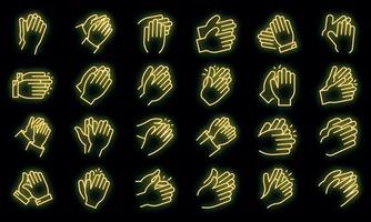 le icone del battito di mani impostano il neon vettoriale