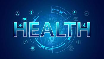 scienza della salute astratta consistono icone del cerchio della salute concetto di tecnologia digitale medicina moderna su sfondo blu futuro hi tech. vettore