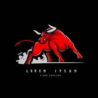 vettore di progettazione del logo della mascotte del toro con stile moderno di concetto dell'illustrazione per la stampa del distintivo, dell'emblema e della maglietta. illustrazione del toro furioso per il logo sportivo