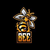 vettore di progettazione del logo della mascotte dell'ape esport con uno stile di concetto di illustrazione moderna per la stampa di badge, emblemi e t-shirt