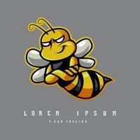 vettore di progettazione del logo della mascotte dell'ape con uno stile di concetto di illustrazione moderna per la stampa di badge, emblemi e t-shirt